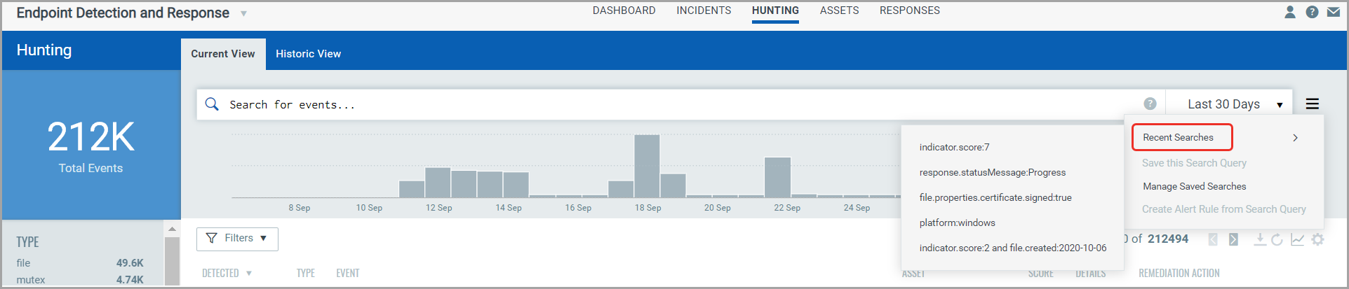 The latest five search queries that you used are available to use.