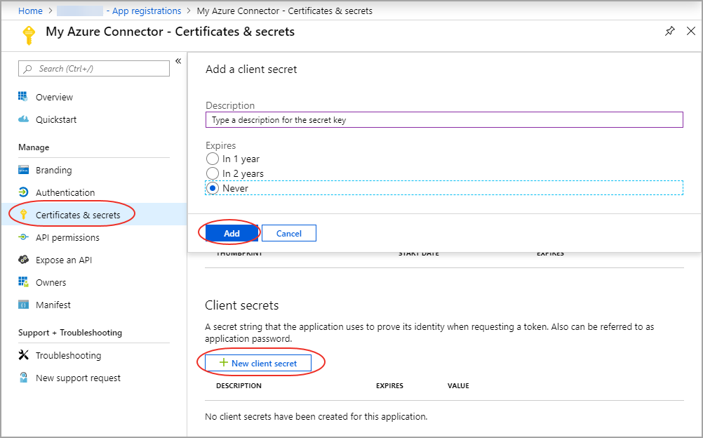 Adding description and expiry date for the secret key.