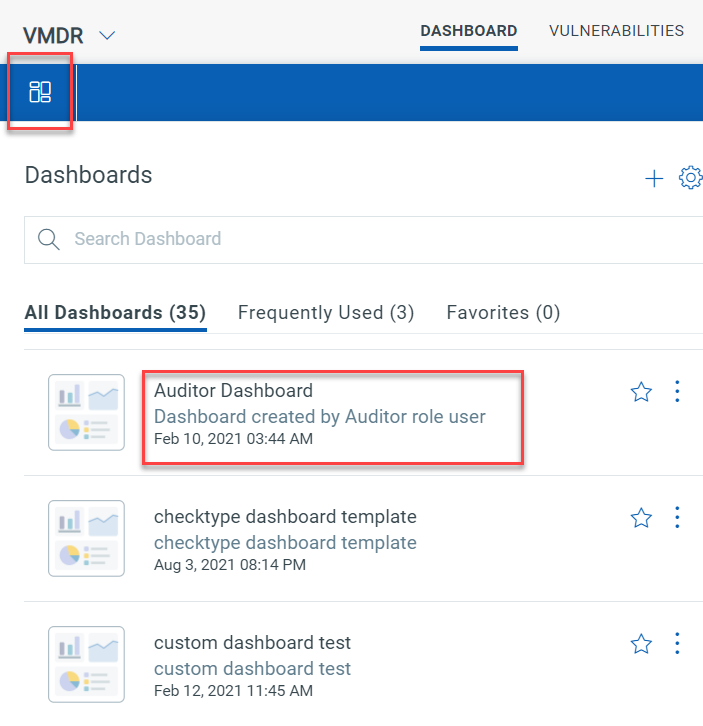 Dashboard list