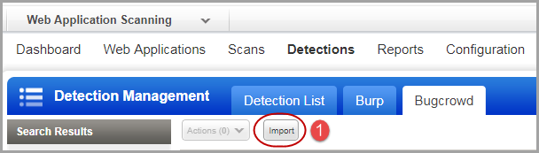 Import button under Bugcrowd tab.