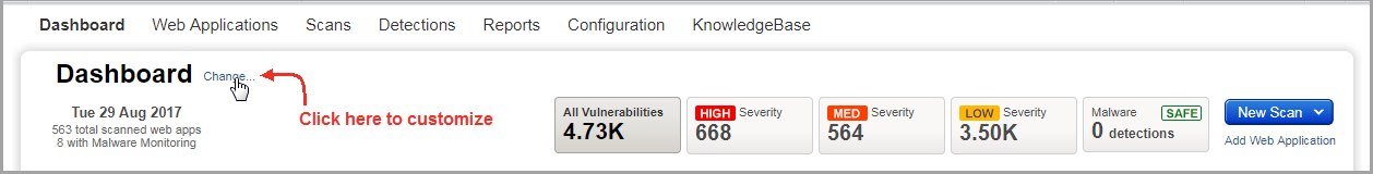 Change link in Dashboard tab.