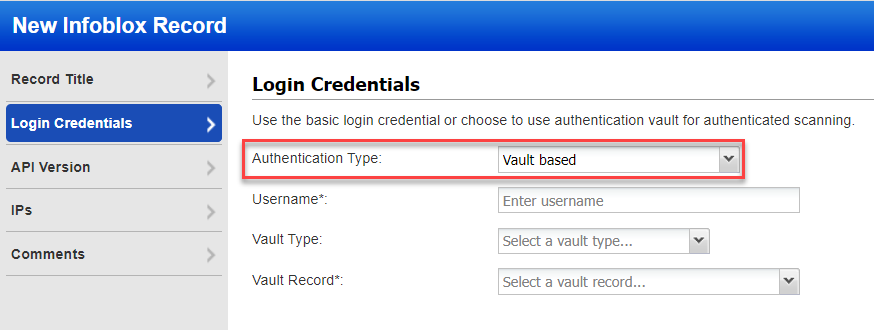 Vault Based Authentication Type