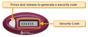 VIP security code on VIP security token  (model HV08)