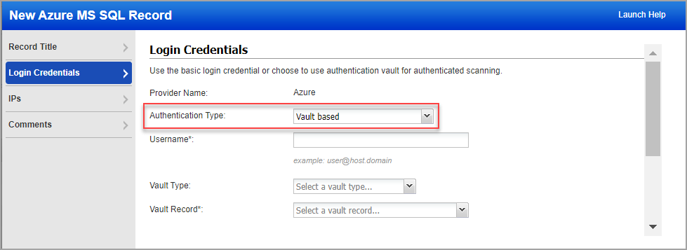 Vault based の認証タイプ