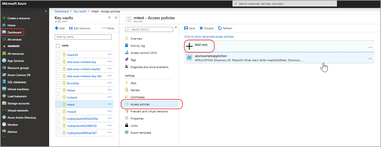 「Access policies」の「Add new」リンク。
