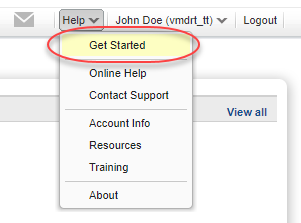 「Help」メニューの「Get Started」オプション
