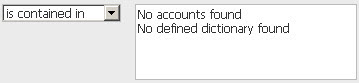 CID 3895 のデフォルトの期待値「No accounts found」および「No defined dictionary found」