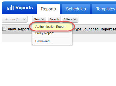 SCA のレポート実行時の「New Authentication Report」オプション