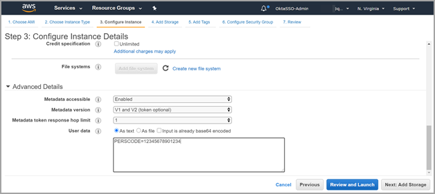 AWS の AMI 設定の「User data」フィールドのパーソナル化コード