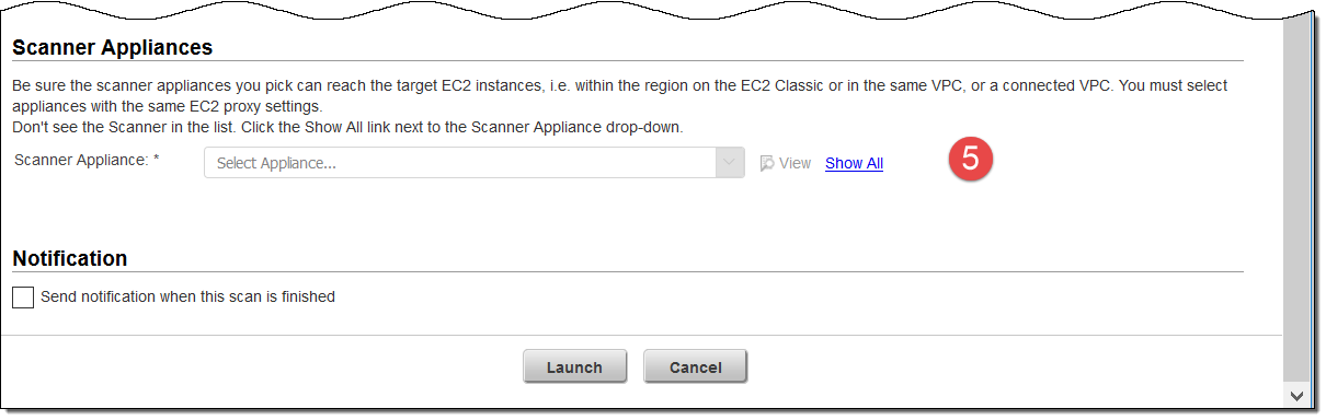 EC2 スキャン設定 - Scanner Appliance