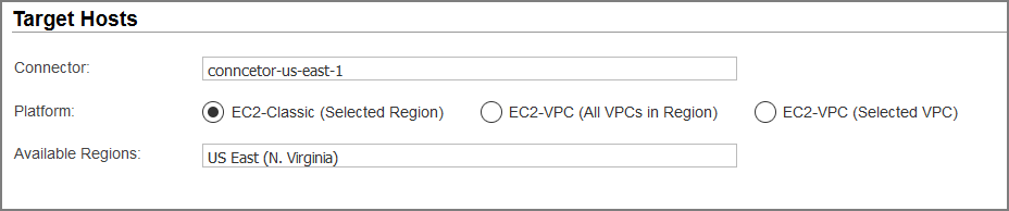 「EC2 Classic (Selected Region)」オプション