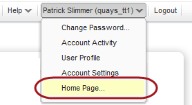 ユーザ名の下の「Home Page」オプション